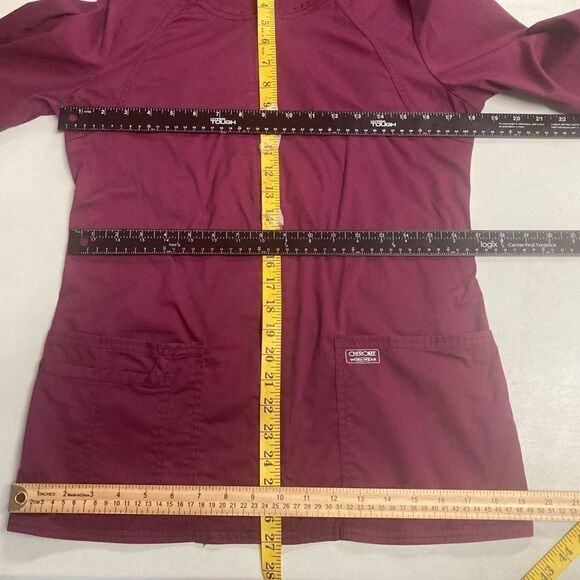 CHEROKEE Women’s Scrub Jacket Size XS Maroon Burgundy Workwear Core Stretch - Picture 8 of 10